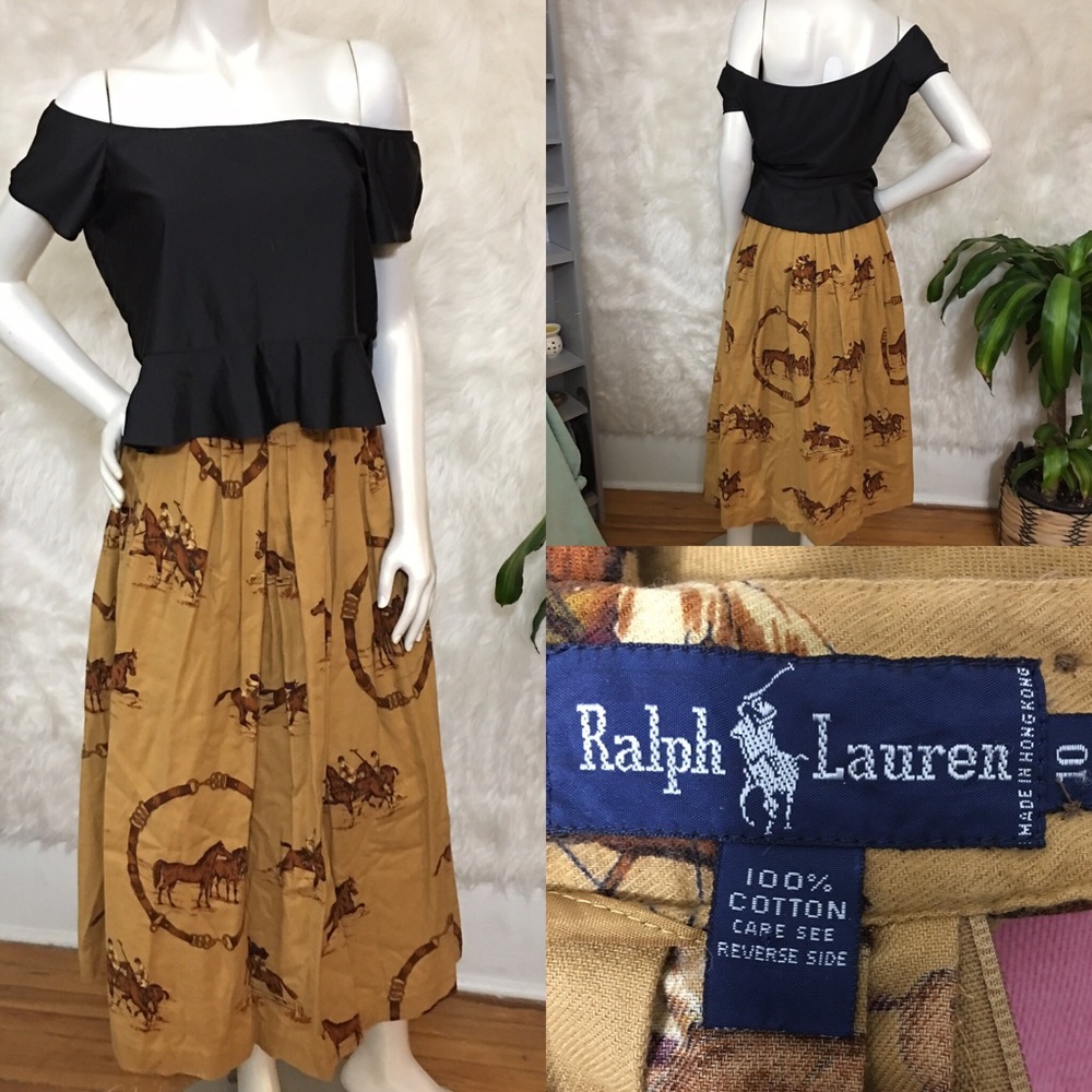Auth. vintage Ralph Lauren maxi skirt W/ POCKETS